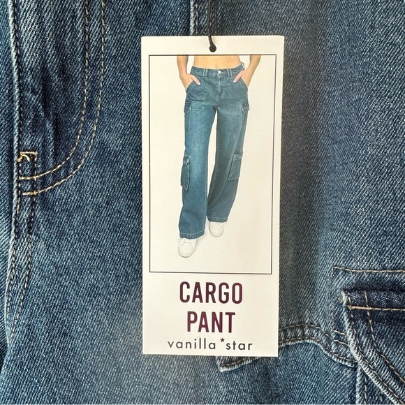 Baggy Relaxed Cargo Jeans, Wide Leg, High Elastic Waist, 30 - Picture 2 of 11